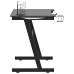 vidaXL Bureau de jeu à LED avec pieds en forme de Z Noir 90x60x75 cm