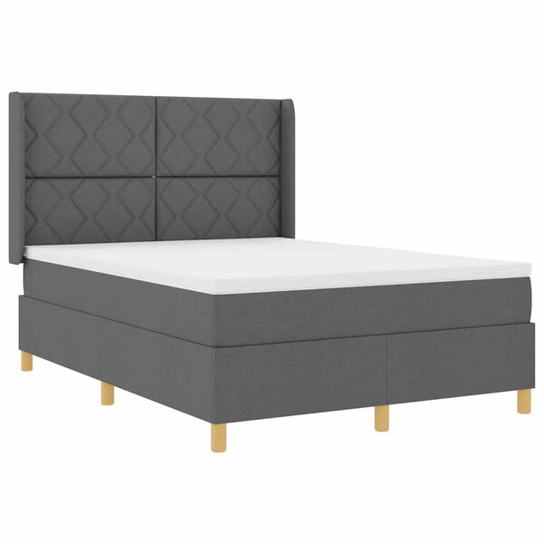 vidaXL Lit à ressorts avec matelas Gris 140 x 200 cm tissu