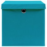vidaXL Boîtes de rangement et couvercles 10 Pièces Bleu 32x32x32 cm Tissu