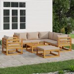 vidaXL Salon de jardin 8 Pièces avec coussins taupe bois massif