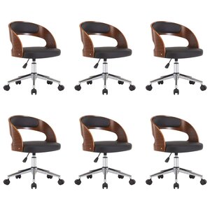 vidaXL Chaises pivotantes à manger lot de 6 bois courbé et similicuir