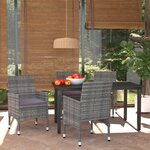 vidaXL Ensemble à manger de jardin coussins 5Pièces Résine tressée Gris