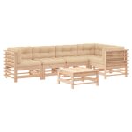 vidaXL Salon de jardin 6 Pièces avec coussins bois massif