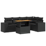 vidaXL Salon de jardin 6 Pièces avec coussins noir résine tressée