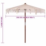 vidaXL Parasol Crème (250-255) x 250 cm Coton et bois massif