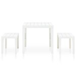 vidaXL Table de jardin avec 2 bancs Plastique Blanc