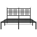 vidaXL Cadre de lit métal avec tête de lit noir 135x190 cm