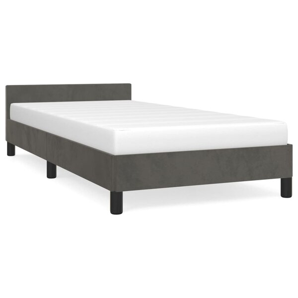 vidaXL Cadre de lit avec tête de lit Gris foncé 90x200 cm Velours