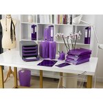 Corbeille À Courrier Combo Midi Translucide Grainé Linicolor - Violet - X 6 - Exacompta