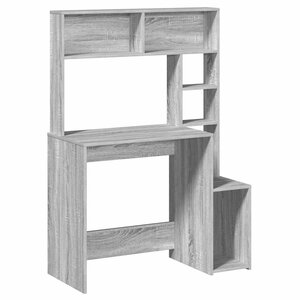 vidaXL Bureau avec étagères sonoma gris 100x45x140cm bois d'ingénierie