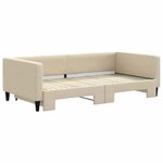 vidaXL Lit de jour avec lit gigogne crème 100x200 cm tissu