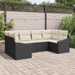 vidaXL Ensemble de canapé de jardin 6 Pièces Noir Poly rotin