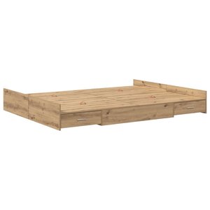 vidaXL Cadre de lit avec rangement chêne artisanal 140 x 190 cm