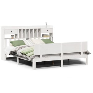 vidaXL Lit bibliothèque sans matelas blanc 180x200 cm bois pin massif