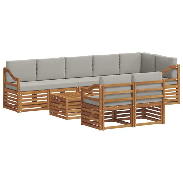 vidaXL Ensemble de canapés d'extérieur 9 pc Gris Naturel et Clair