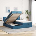 VidaXL Cadre de lit ottoman avec matelas bleu foncé 180x200 cm velours