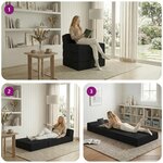 vidaXL Canapé-lit pliable Noir 200 x 70 x 15 cm Tissu