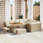 vidaXL Ensemble de canapé de jardin 12 pièces avec coussins beige poly rotin acacia