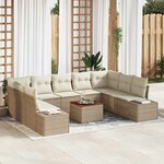 vidaXL Ensemble de canapé de jardin 10 Pièces Beige  blanc