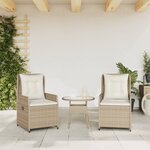 vidaXL Chaises inclinables de jardin lot de 2 beige résine tressée