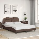 vidaXL Cadre de lit avec lumières LED marron 140x200 cm similicuir