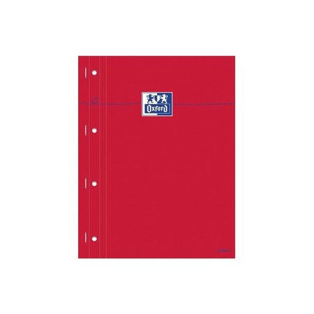 OXFORD Bloc-Notes agrafé - 29,7 cm x 23 cm x 0,9 cm - 160 pages - 80g - Rouge