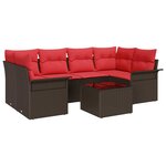 vidaXL Ensemble de canapé de jardin 7 Pièces Beige et Rouge polyrotin