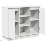 vidaXL Buffet avec LED Blanc 90x32x75 cm Bois d'ingénierie