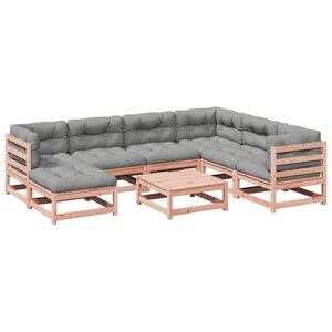 vidaXL Salon de jardin 8 Pièces avec coussins sapin douglas solide