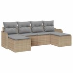 vidaXL Ensemble de canapé de jardin 6 Pièces Beige  gris clair Poly rotin