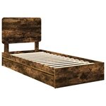 vidaXL Lit de Rangement Chêne fumé 90 x 190 cm Bois d'ingénierie