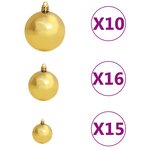 vidaXL Arbre de Noël artificiel pré-éclairé et boules bleu 210 cm PVC