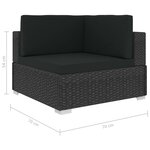 vidaXL Salon de jardin 3 Pièces avec coussins résine tressée noir