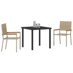 vidaXL Ensemble de salle à manger pour jardin 3 Pièces Beige polyrotin