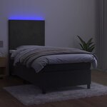 vidaXL Sommier à lattes de lit avec matelas LED Gris foncé 100x200 cm
