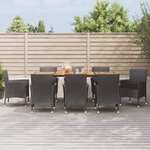 vidaXL Ensemble à manger jardin 9Pièces et coussins noir résine tressée