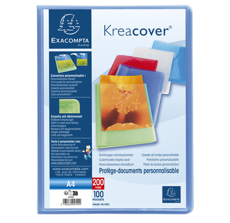Protège-documents En Polypropylène Semi Rigide Kreacover® Chromaline 40 Vues - A4 - Bleu - X 20 - Exacompta