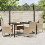 vidaXL Ensemble de salle à manger pour jardin 5 Pièces Beige Poly rotin