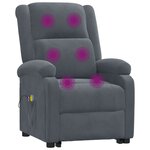 vidaXL Fauteuil de massage Gris foncé Velours