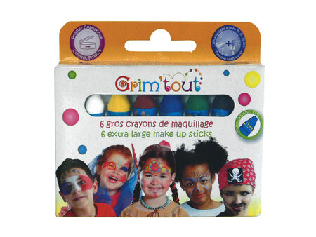 Crayons de maquillage enfant Coul. basiques 6 pièces