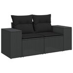 vidaXL Canapé de jardin avec coussins 2 places noir résine tressée