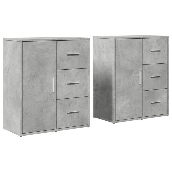 vidaXL Buffets 2 Pièces gris béton 60x31x70 cm bois d'ingénierie