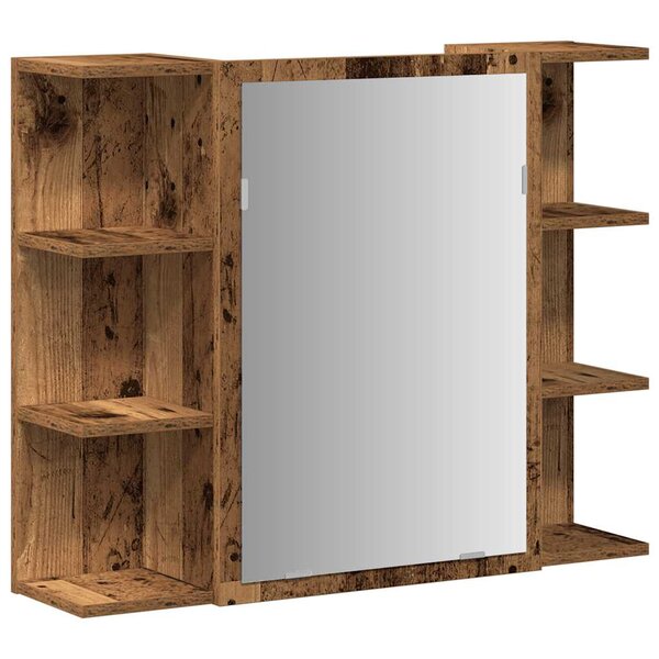 vidaXL Armoire à miroir de salle de bain vieux bois bois d'ingénierie