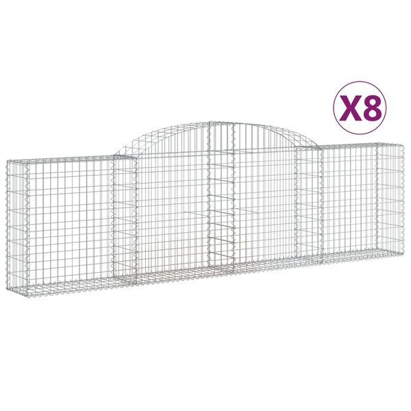 vidaXL Paniers à gabions arqués 8 Pièces 300x30x80/100 cm fer galvanisé