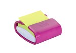 Dévidoir z-notes Super Sticky PRO Fuchsia + 1 bloc vert néon 76x76 mm 90 feuilles POST-IT