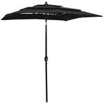 vidaXL Parasol de jardin à 3 niveaux avec mât en aluminium noir 2x2 m