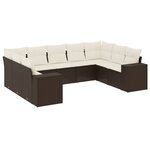 vidaXL Salon de jardin avec coussins 9 Pièces marron résine tressée