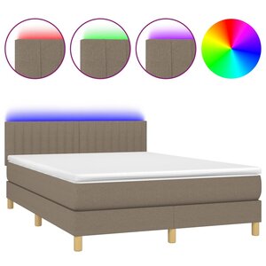 vidaXL Sommier à lattes de lit avec matelas LED Taupe 140x200 cm Tissu