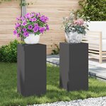 vidaXL Supports de Plantes Outdoor Colonne 2 Pièces Noir 24x24x55 cm Acier
