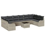 vidaXL Ensemble de canapé de jardin 11 Pièces Gris clair Poly rotin